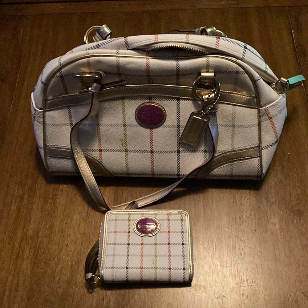 Plaid Coach Purse with Wallet